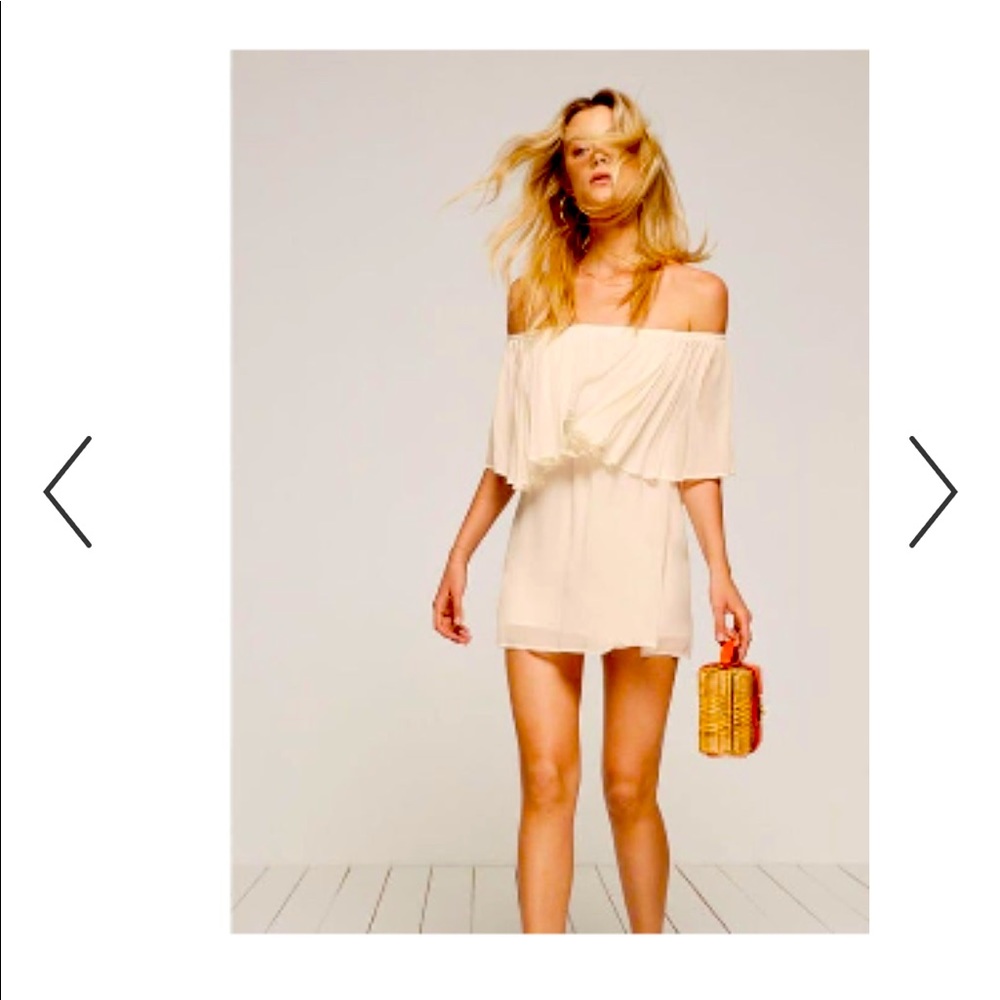 Reformation Charleston ruffled off-shoulder dress